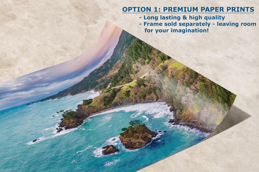 Aerial Oregon Coast Ocean Picture, Pacific Northwest Nature Photo Relaxation Artwork for Meditation, Apartment, Office & House Décor