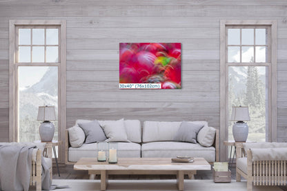 Fall Leaves Abstract Art, Dynamic Red & Pink Minimalist Wall Décor, Modern Impressionist Art, Motion Blur Photograph