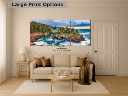 Oregon Coast Ocean Picture, Pacific Northwest Sea ARch Nature Photo Relaxation Artwork for Meditation, Apartment, Office & House Décor
