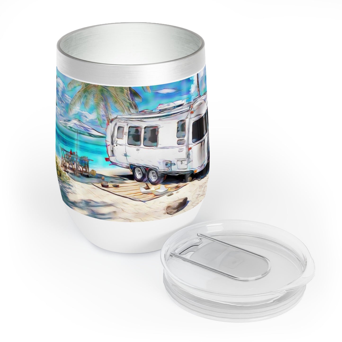 Airstream 12oz Wine Tumbler Gift - Stainless Steel with Press On Slide Closing Lid