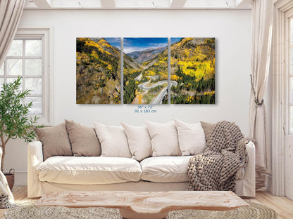 San Juan Mountains Million Dollar Highway Mountain Landscape, Fall Aspen Trees