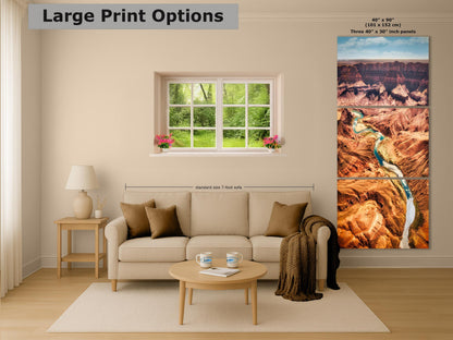 Grand Canyon National Park, Arizona Desert Picture Nature Photo with Colorado River, Bohemian Style Relaxation Artwork for Meditation, Office & House Décor