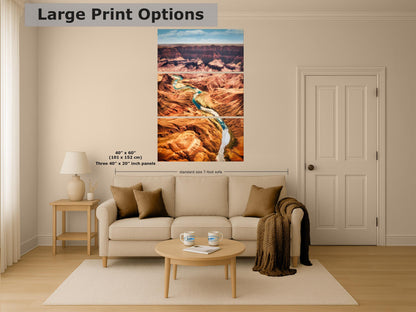 Grand Canyon National Park, Arizona Desert Picture Nature Photo with Colorado River, Bohemian Style Relaxation Artwork for Meditation, Office & House Décor