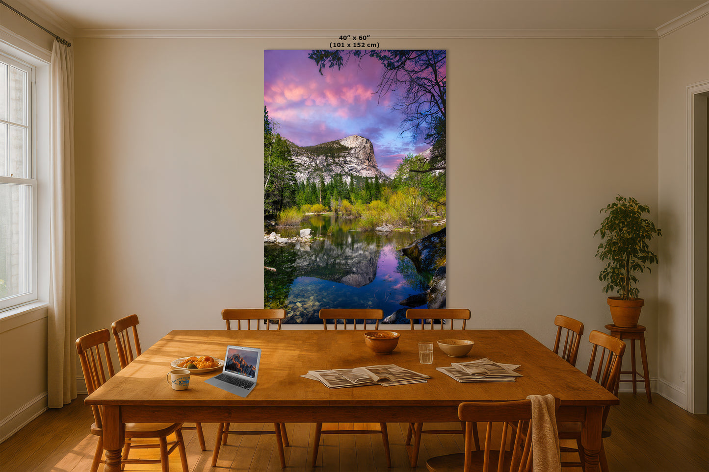 Mirror Lake Yosemite National Park Mountain Picture Nature Photo Relaxation Artwork of Mt. Watkins for Meditation, Office, and House Decor