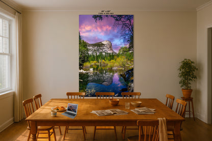 Mirror Lake Yosemite National Park Mountain Picture Nature Photo Relaxation Artwork of Mt. Watkins for Meditation, Office, and House Decor