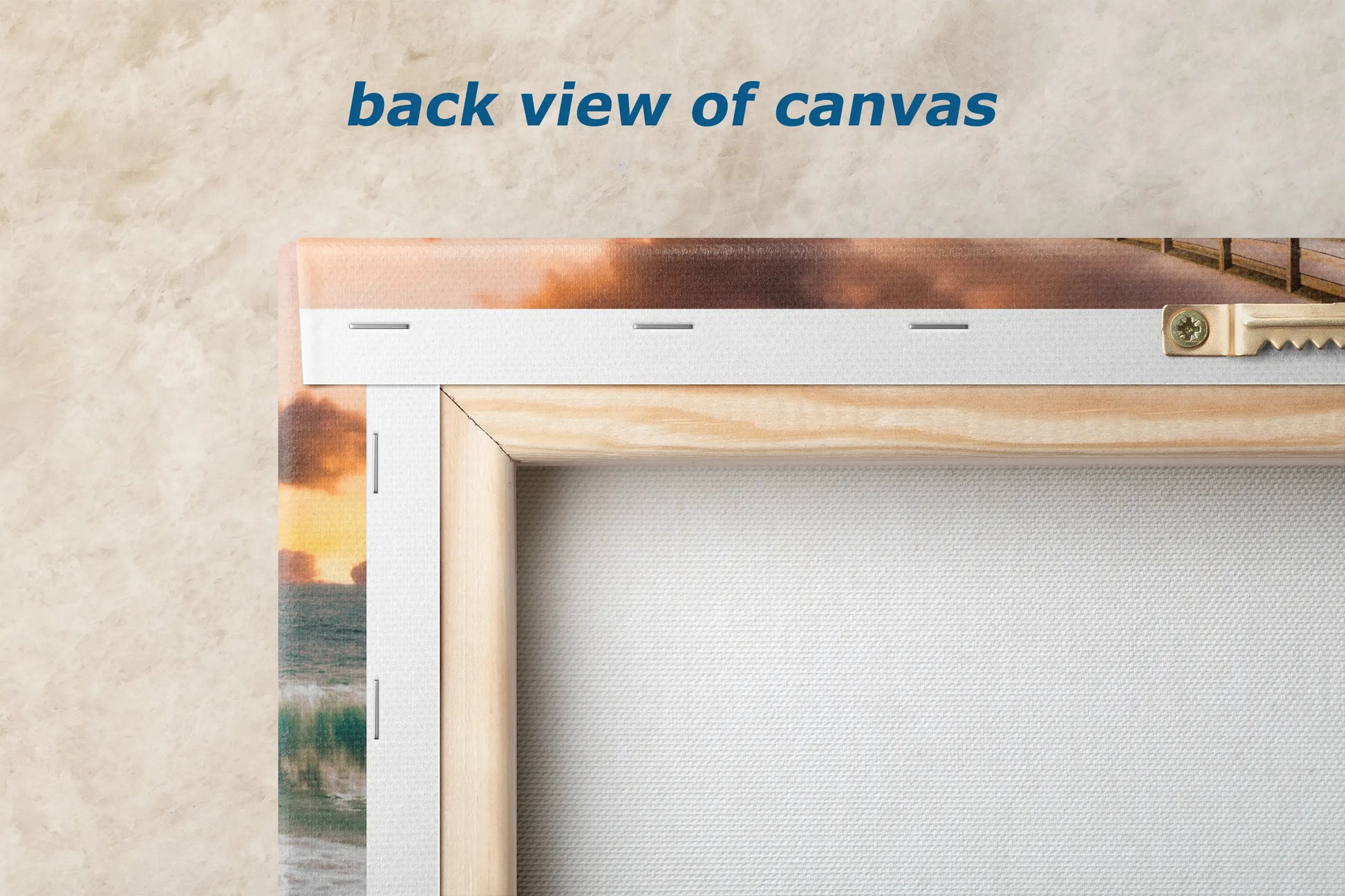 the back view of a picture frame with a picture on it