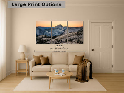 Glacier Point Yosemite National Park Mountain Picture, Half Dome Nature Photo Canvas Relaxation Artwork