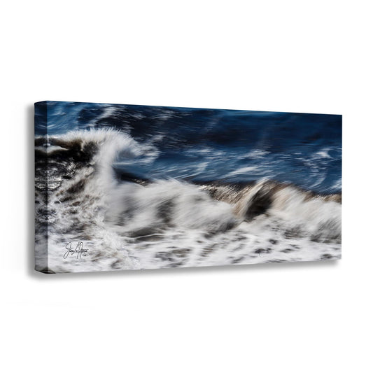 Beach Waves Ocean Picture Impressionist Art Nature Photo, Relaxation Artwork for Coastal Meditation, Office, and House Decor