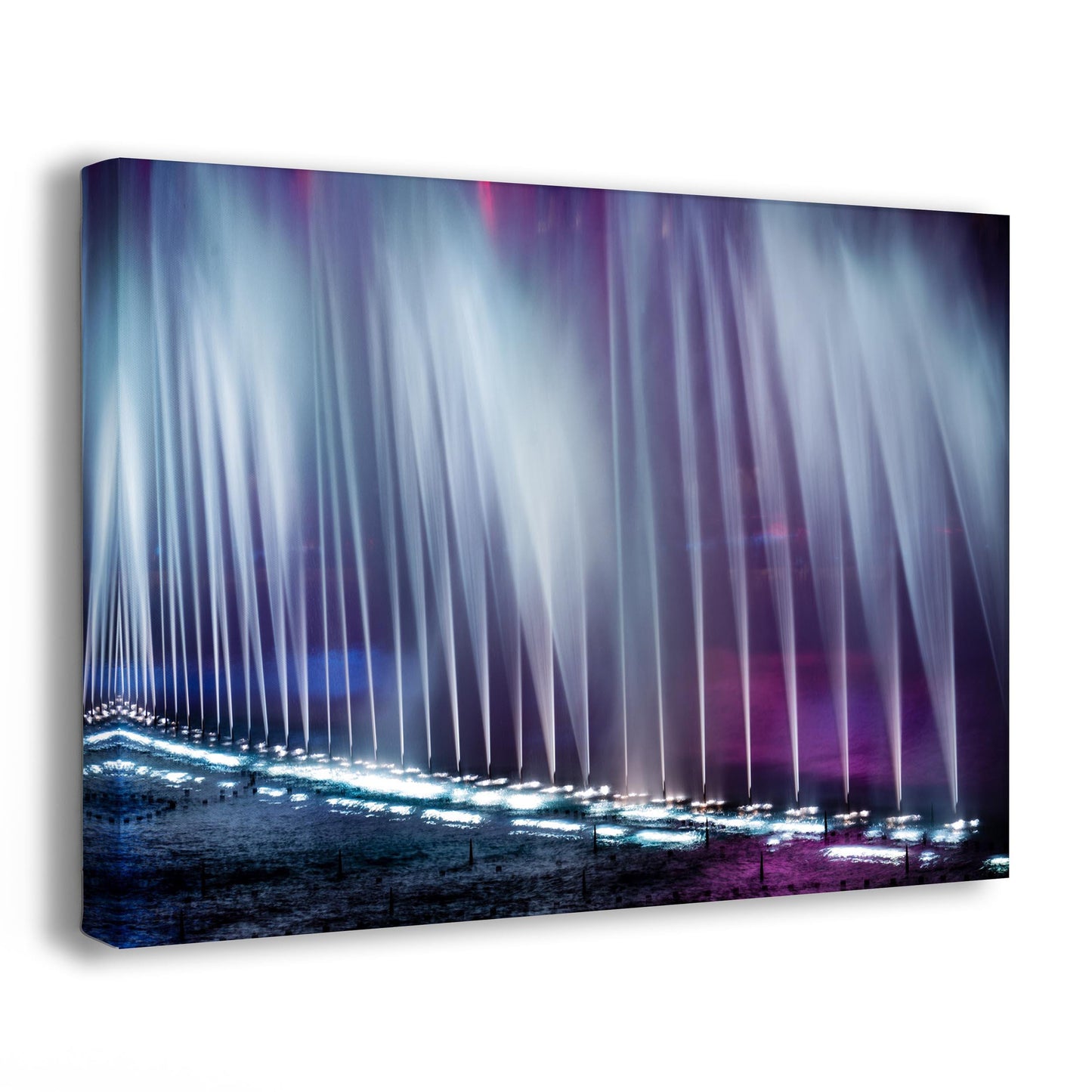 Bellagio Fountain Purple Abstract Wall Art, Las Vegas Gift, Water Show Artful Fine Art Prints in Canvas, Aluminum Metal and Premium Paper