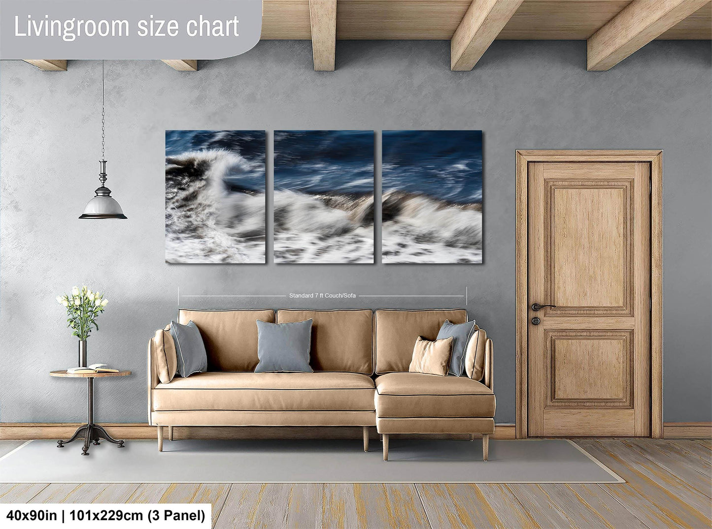 Tranquil Ocean Waves Abstract: Modern Coastal Canvas Art for Beach House - Framed, Metal, or Acrylic