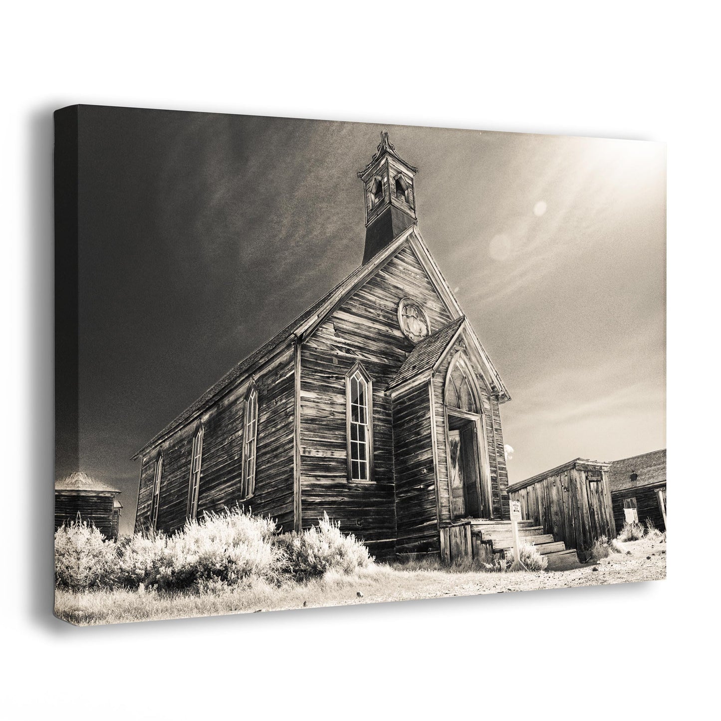 Old West Ghost Town Decor from Church in Bodie, California, Rustic Cowboy Art Sepia Photo, Western Art Wall Pictures in Paper/Canvas/Metal