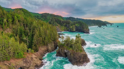 Oregon Coast Ocean Picture, Pacific Northwest Rocky Coastline Nature Photo Relaxation Artwork for Meditation, Apartment, Office & House Décor