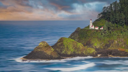 Heceta Head Lighthouse Picture, Oregon Coast Ocean Picture, Pacific Northwest Beach Photo Framed Coastal Decor for Ocean Lovers