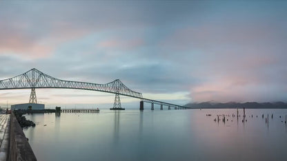 Astoria-Megler Bridge Picture, Oregon Coast Ocean Picture, Pacific Northwest Relaxation Decor for Meditation, Office, and House Decor