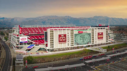 San Francisco 49ers Football Stadium | Levi’s Stadium Bay Area NFL Fan Wall Art | Gold & Red NFL Decor for Man Cave, Office, Dorm Room