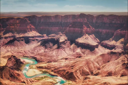 Grand Canyon National Park, Arizona Desert Picture Nature Photo with Colorado River, Bohemian Style Relaxation Artwork for Meditation, Office & House Décor