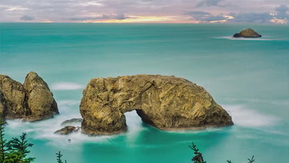 Sea Arch Oregon Coast Ocean Picture, Pacific Northwest Nature Photo Relaxation Artwork for Meditation, Apartment, Office & House Décor