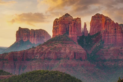 Cathedral Rock, Moody Sedona Arizona Desert Picture Nature Photo Relaxation Artwork for Meditation, Office, and House Decor