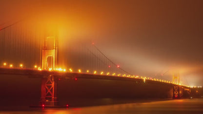 San Francisco Golden Gate Bridge Picture Foggy Night Wall Art | Fine Art Print for House Decor, Office, Dorm, Meditation, Relaxation Artwork