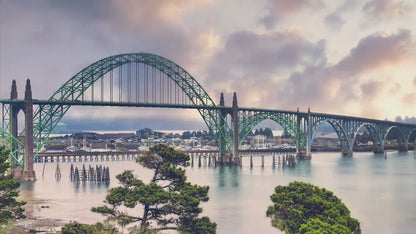 Alsea Bay Bridge Picture, Waldport Oregon Coast Ocean Picture, Pacific Northwest Relaxation Decor for Meditation, Office, and House Decor