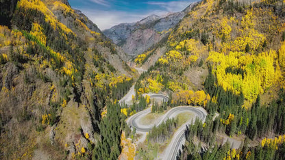 San Juan Mountains Million Dollar Highway Mountain Landscape, Fall Aspen Trees