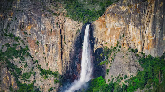 Bridalveil Falls Yosemite National Park Nature Photo Close Up, Relaxation Artwork Waterfall Picture for Meditation, Dorm Room, Office, and House Decor