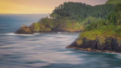 Haceta Head Lighthouse Picture, Oregon Coastline Ocean Picture, Pacific Northwest Beach Photo Framed Coastal Decor for Ocean Lovers