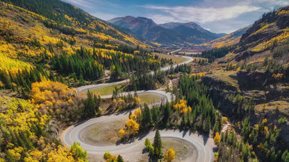 Million Dollar Highway Wall Art, San Juan Mountains Landscape Home Decor, Fall Aspen Trees in Paper/Metal/Canvas/Acrylic