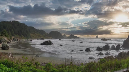 Lone Ranch Beach Oregon Coast Ocean Picture, Panorama Pacific Northwest Nature Photo Relaxation Artwork for Meditation, Apartment, Office & House Décor