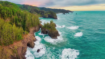Oregon Coast Ocean Picture, Pacific Northwest Nature Photo Panorama Relaxation Artwork for Meditation, Apartment, Office & House Décor