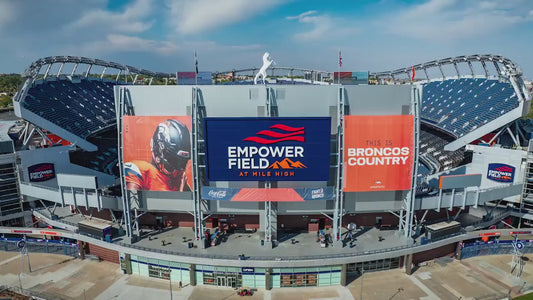 Denver Broncos Football Stadium, Mile High Stadium Denver Colorado Skyline, Sports Decor, Man Cave Art